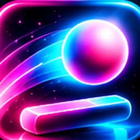 The PaddiPop app icon: a glowing pink ball above a neon paddle.